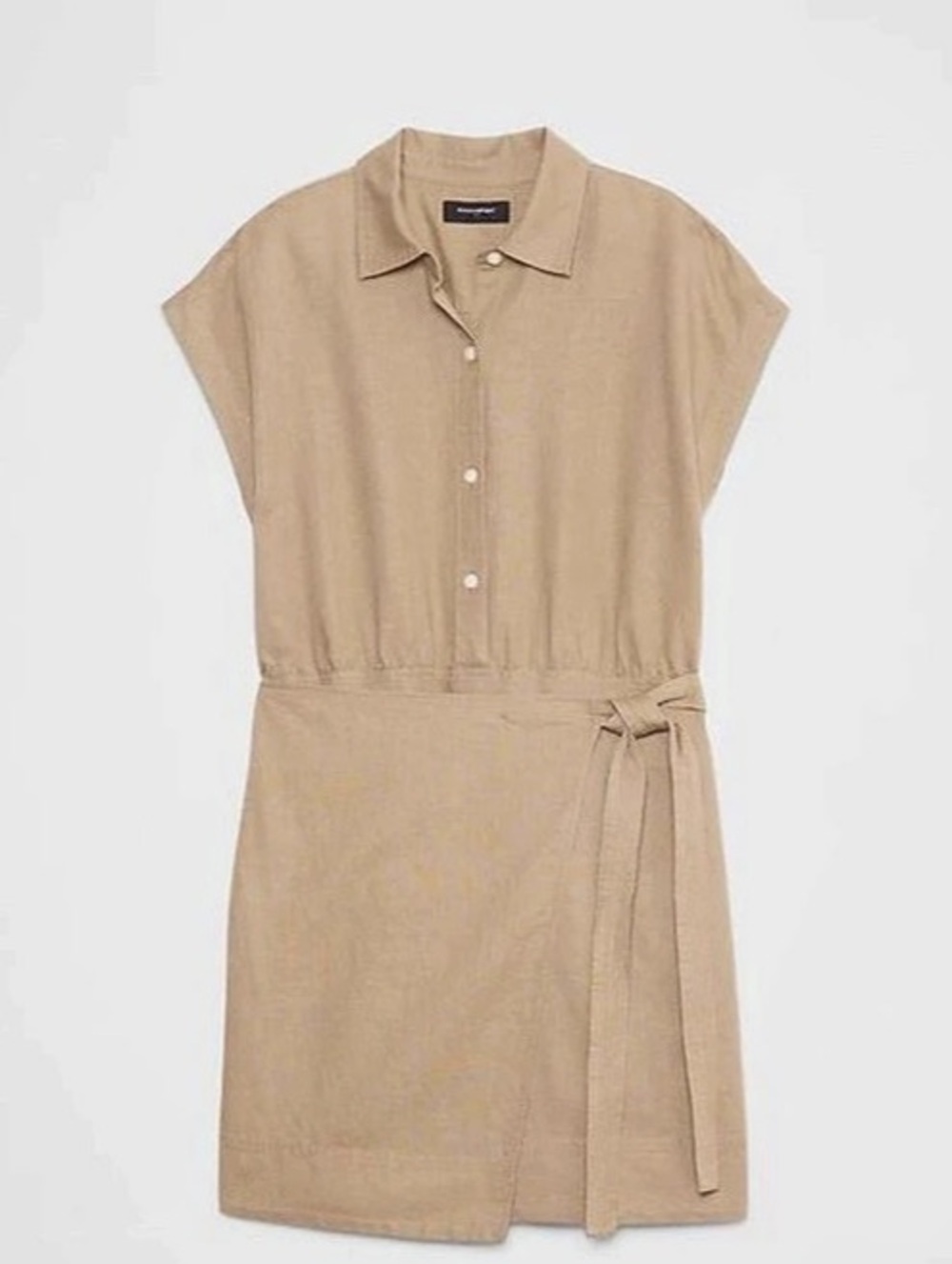 Banana Republic Linen-Blend Wrap Mini Shirtdress Wrap Mini Shirtdress Brown XS